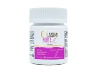 Frasco de Gelasimi Forte de similares con cápsulas de colágeno hidrolizado y antioxidantes.