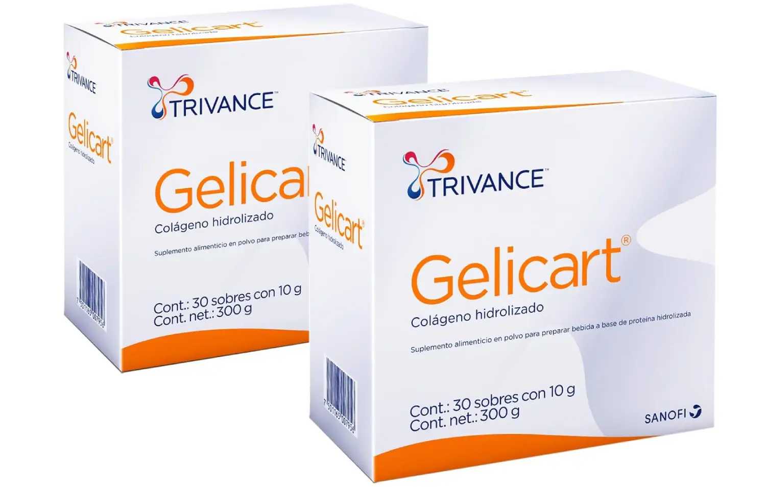 Pack doble de Gelicart Trivance con 60 sobres de colágeno hidrolizado.