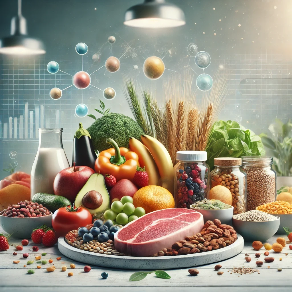 Macronutrientes y Micronutrientes: Los Motores Invisibles del Cuerpo Variedad de alimentos frescos representando macronutrientes y micronutrientes esenciales para la salud del cuerpo.